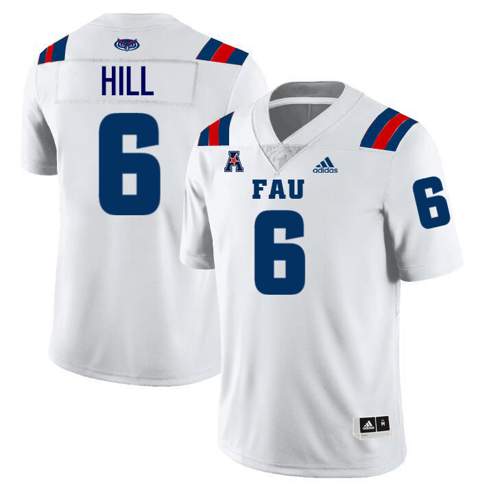 Daedae Hill FAU Jersey,Florida Atlantic Owls Football Jersey,Uniforms,Gears-White